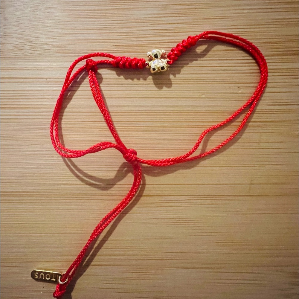 TOUS red nylon and gold bear bracelet
